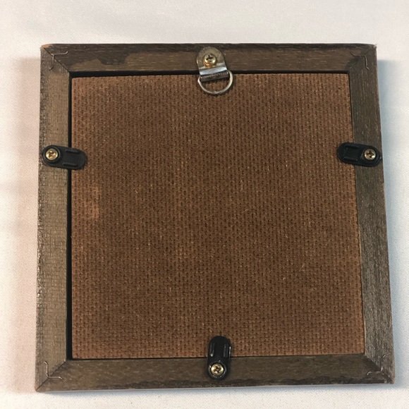 Sparrows Print on Porcelain by Nancy Gan Vintage Wooden Frame 5x5” - Picture 2 of 3